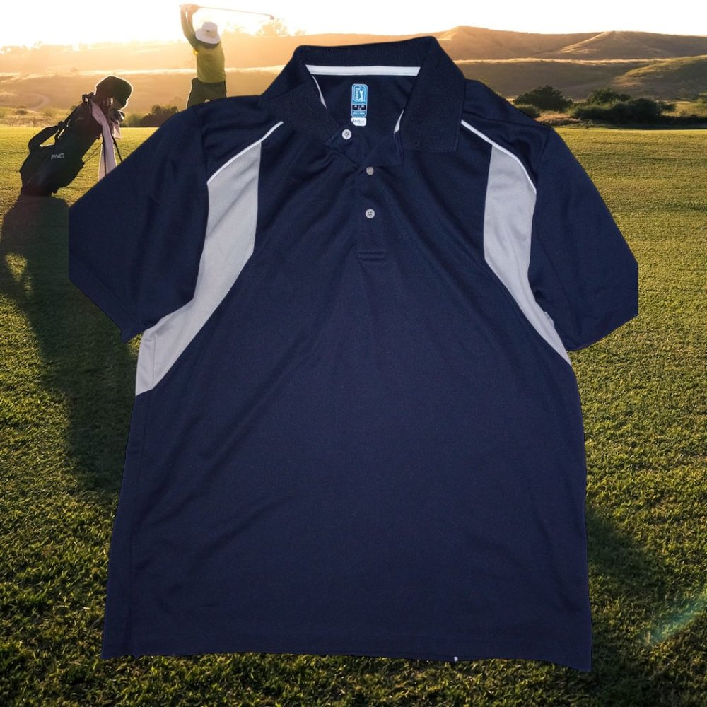 PGA Tour Golf shirt.  Blue and grey.  Size XL.  Used, good condition